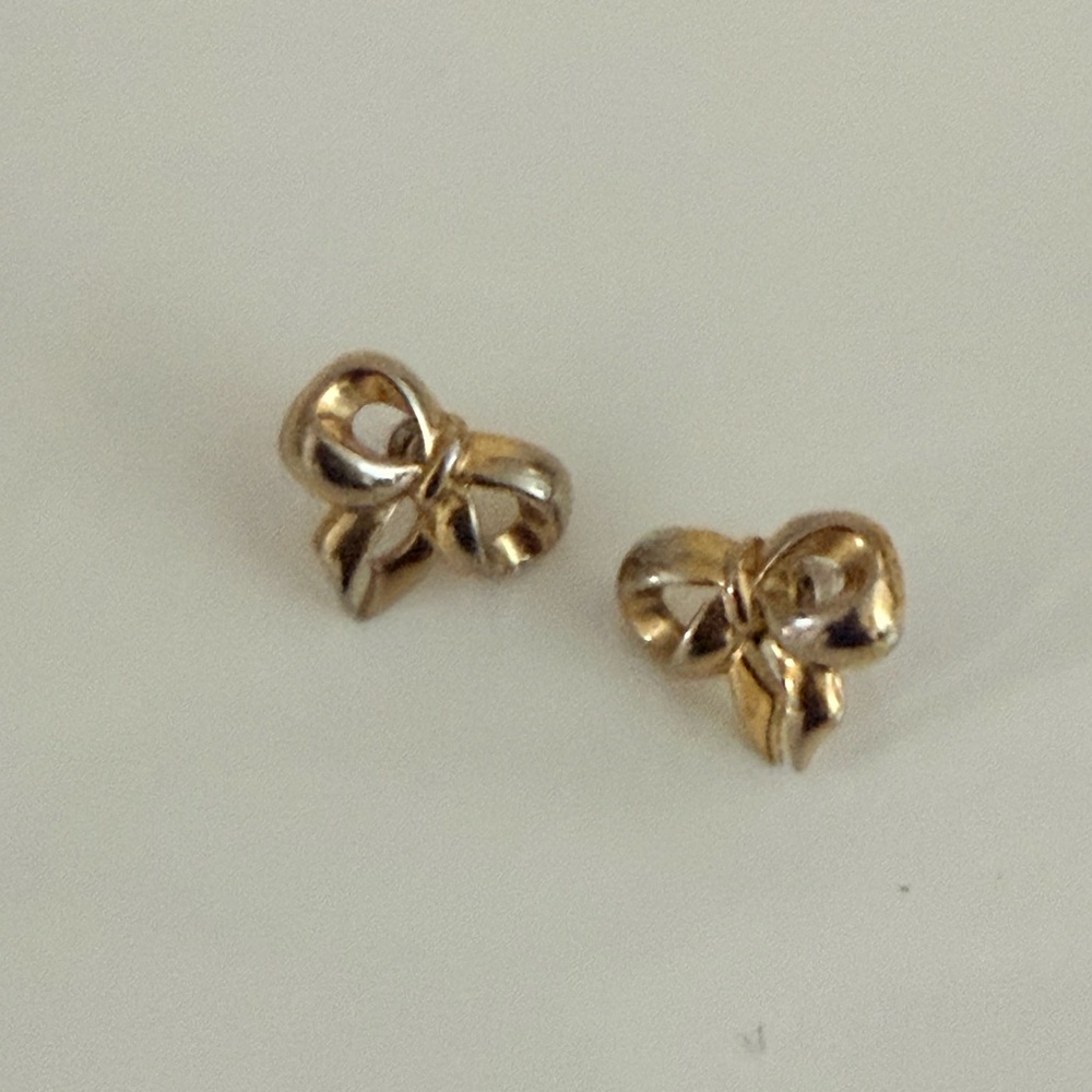 Gold Bow Stud Earrings - Elegant Women Jewelry